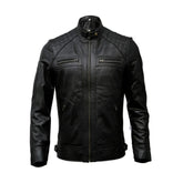 Gesteppte Motorradjacke aus echtem Schaffell für Herren